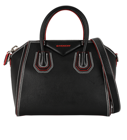 Contrast-Stitched Small Antigona, &pound;495, Handbags, Black/Red, Leather, Front view